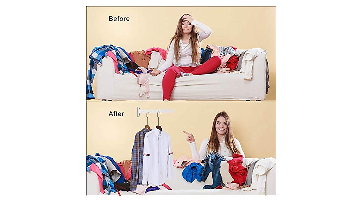 COTTAGE LIFE Wall Mount Clothes Hanger Rack - Space Saving & Durable