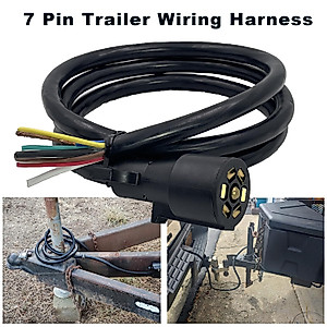 PEAKTOW PTT0044 7-Pin Trailer Wiring Cord - 8 Foot, Inline, With Double Prongs