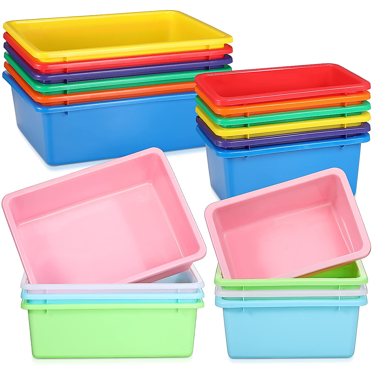 Colorful Stackable Classroom Storage Bins - 20 Pack