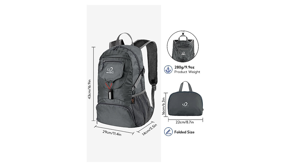 WATERFLY 20L Ultra-Light Foldable Backpack for Travel & Hike