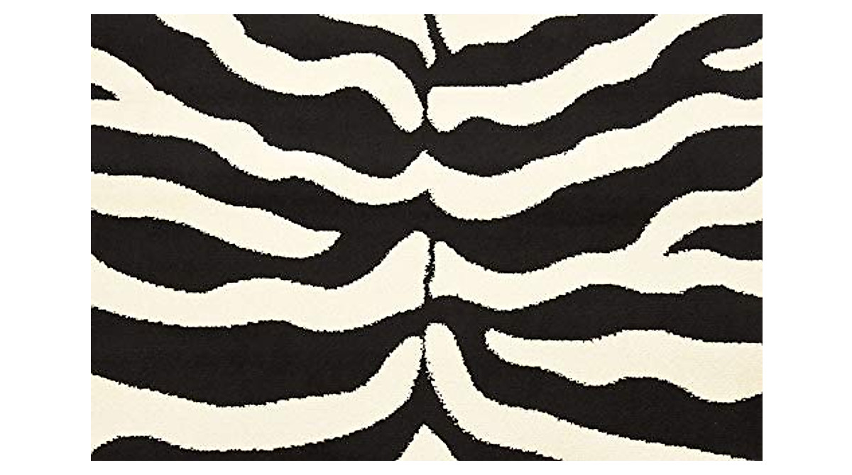 Wildlife Collection Zebra Rug - 5x8 ft Black/Ivory | Safari-Inspired Decor