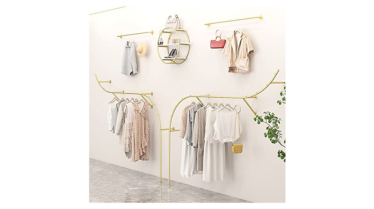 Gold Closet Rod: Modern Boutique Clothing Display Rack