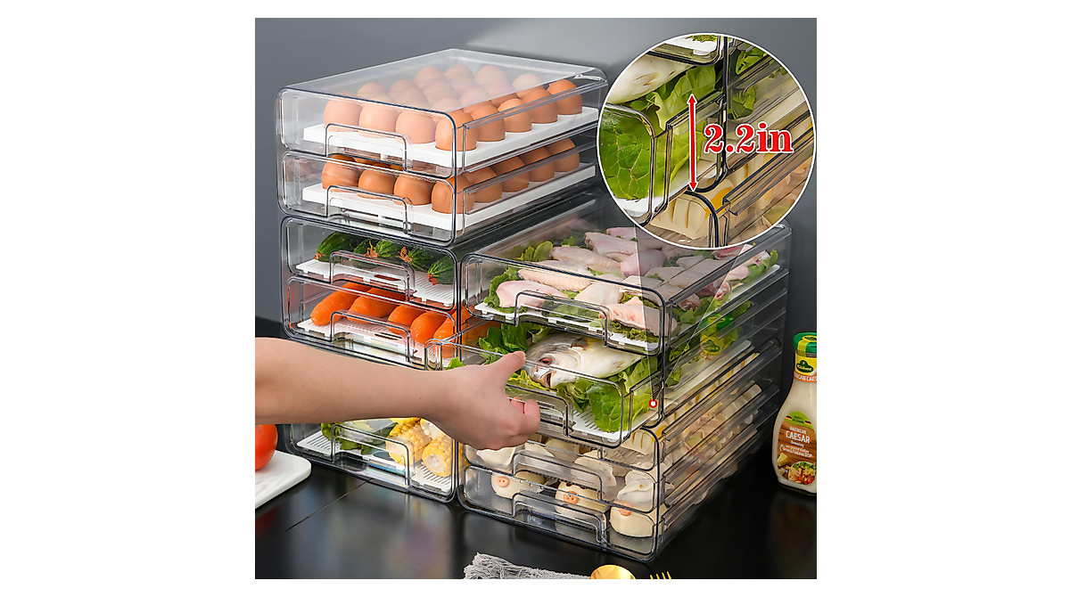 MANO Stackable Fridge Drawers - Clear Food Storage Bins