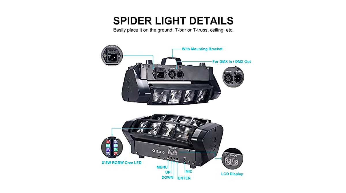 LED Mini Spider Head Light for DJ & Events