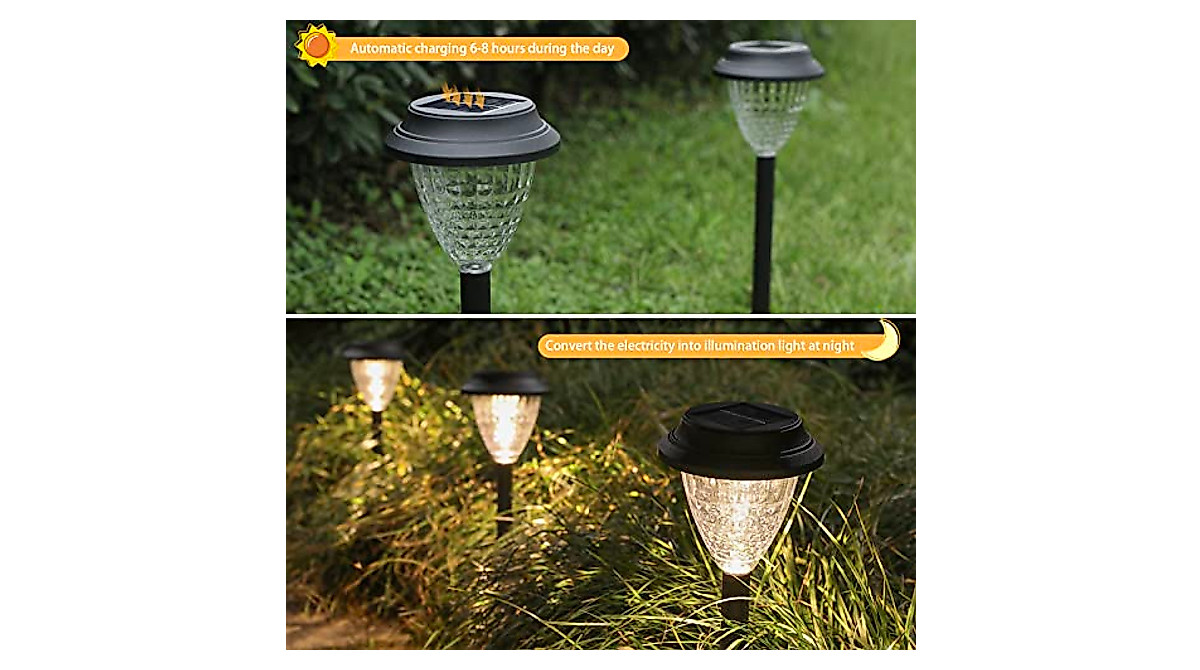 8 Pack Solar Path Lights - Waterproof RGB & Warm White Outdoor Lighting