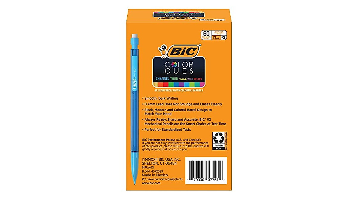 BIC Color Cues Mechanical Pencil Set – Bright, Smooth Writing (60 Pack)