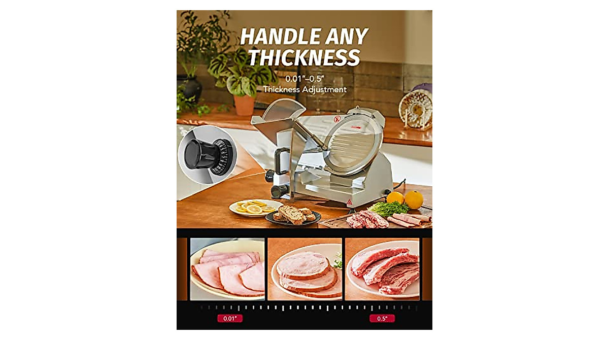 WILPREP Commercial Meat Slicer - Precise 10-Inch Food Slicer for Home ...