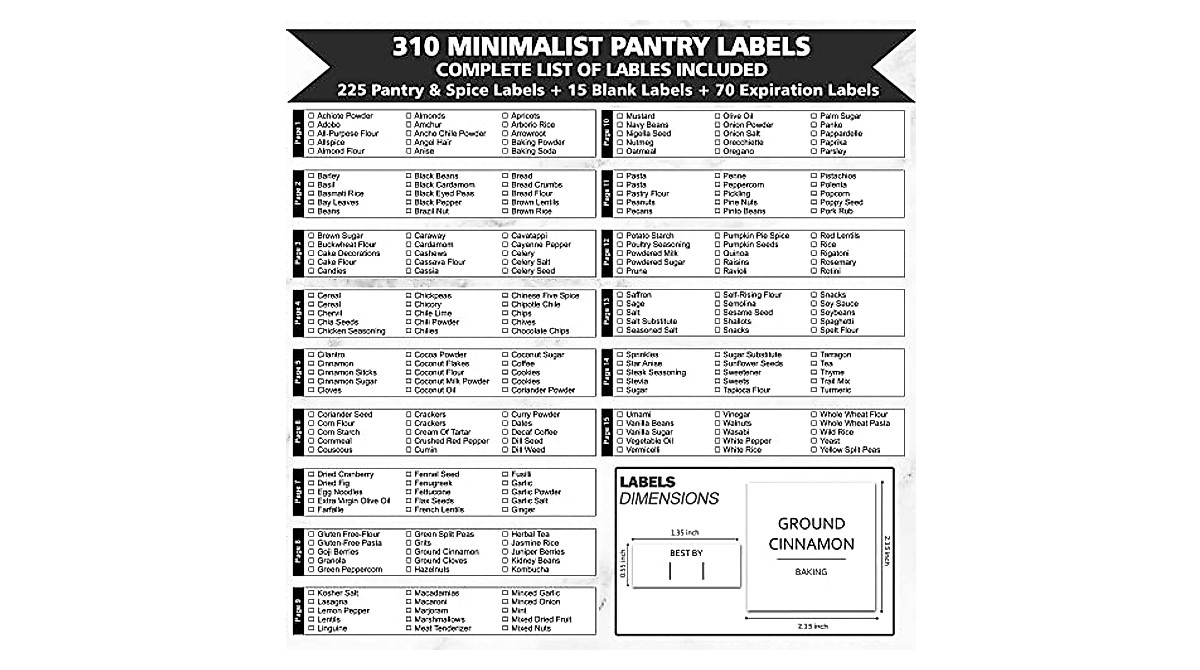 310 Pcs Kitchen Pantry Labels - Waterproof & Easy to Organize