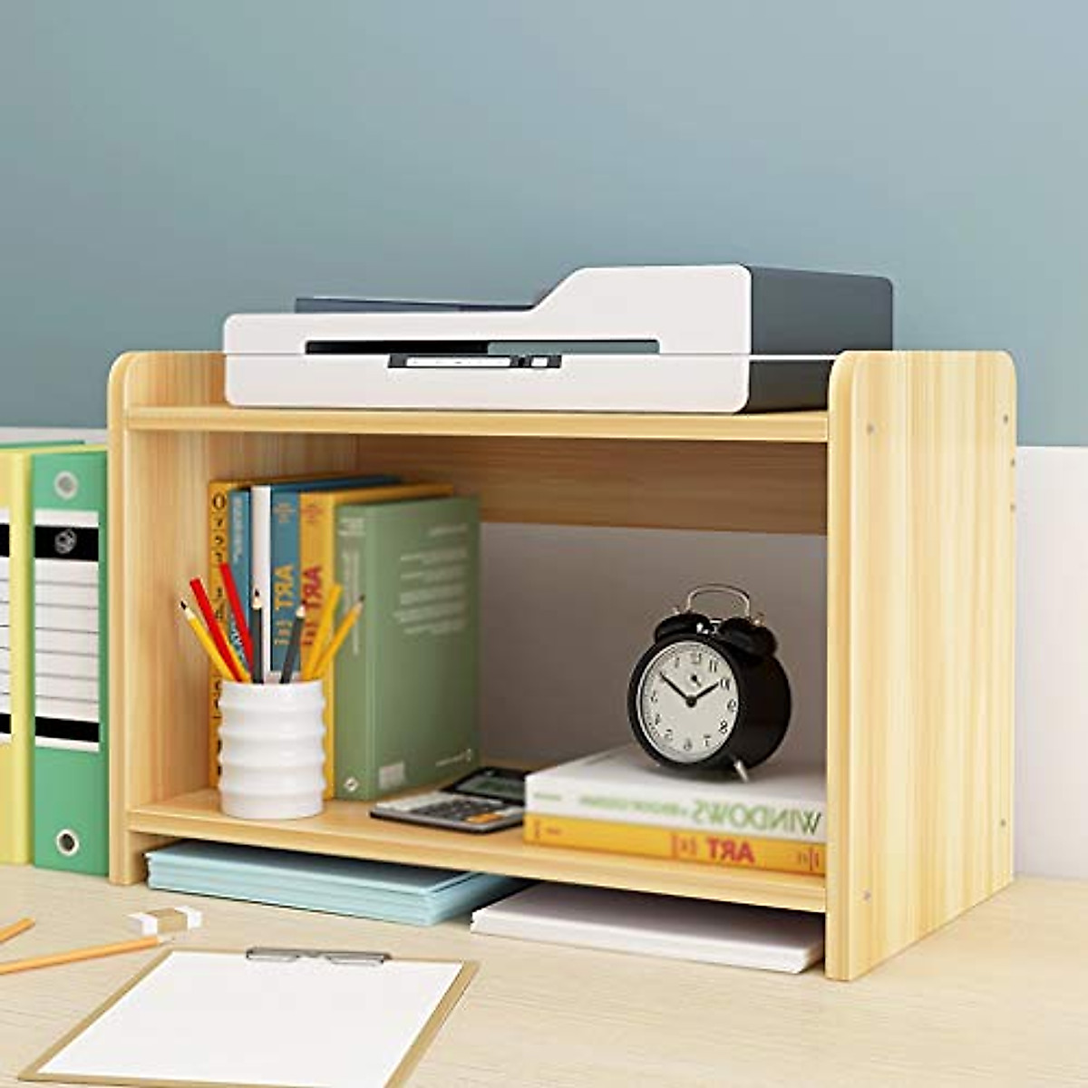 MUMUJIN 2-Layer Storage Rack for Desk, Printer & Book Organization