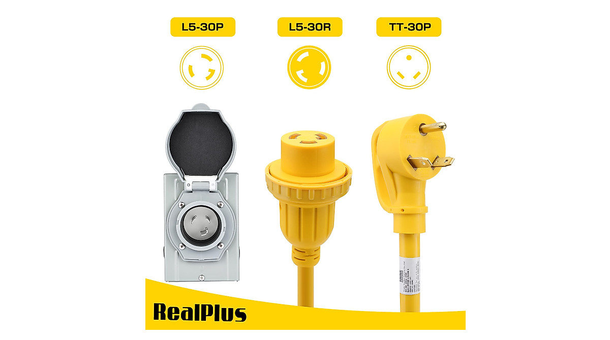RealPlus 30 Amp RV Cord & Inlet Box Kit - 40FT