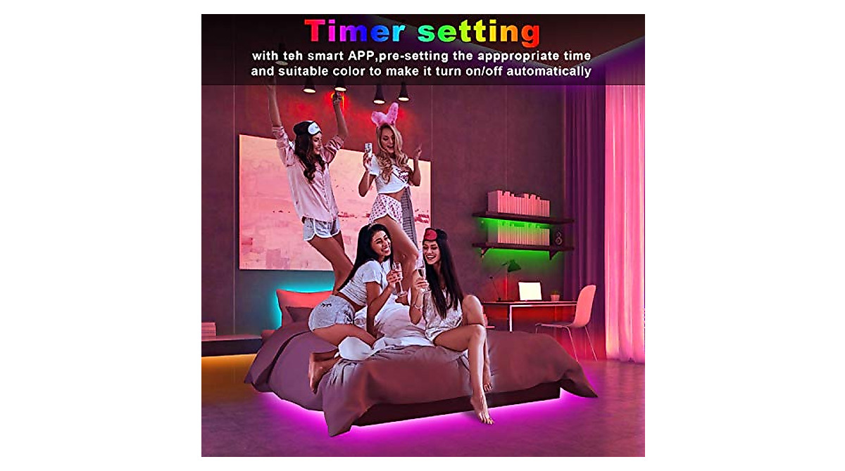 smareal 50ft LED Strip Lights - Music Sync & App Control for Home