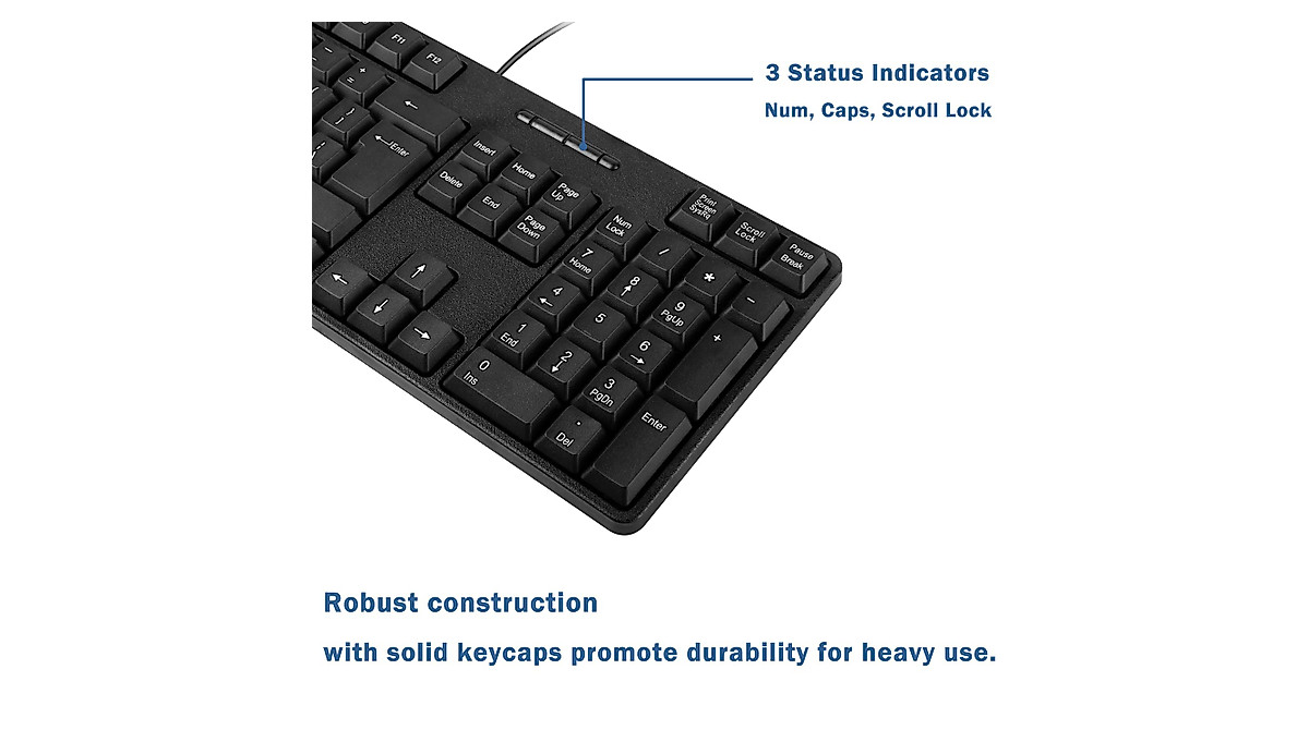 MCSaite Wired PS2 Keyboard with 104 Keys for Windows - Black