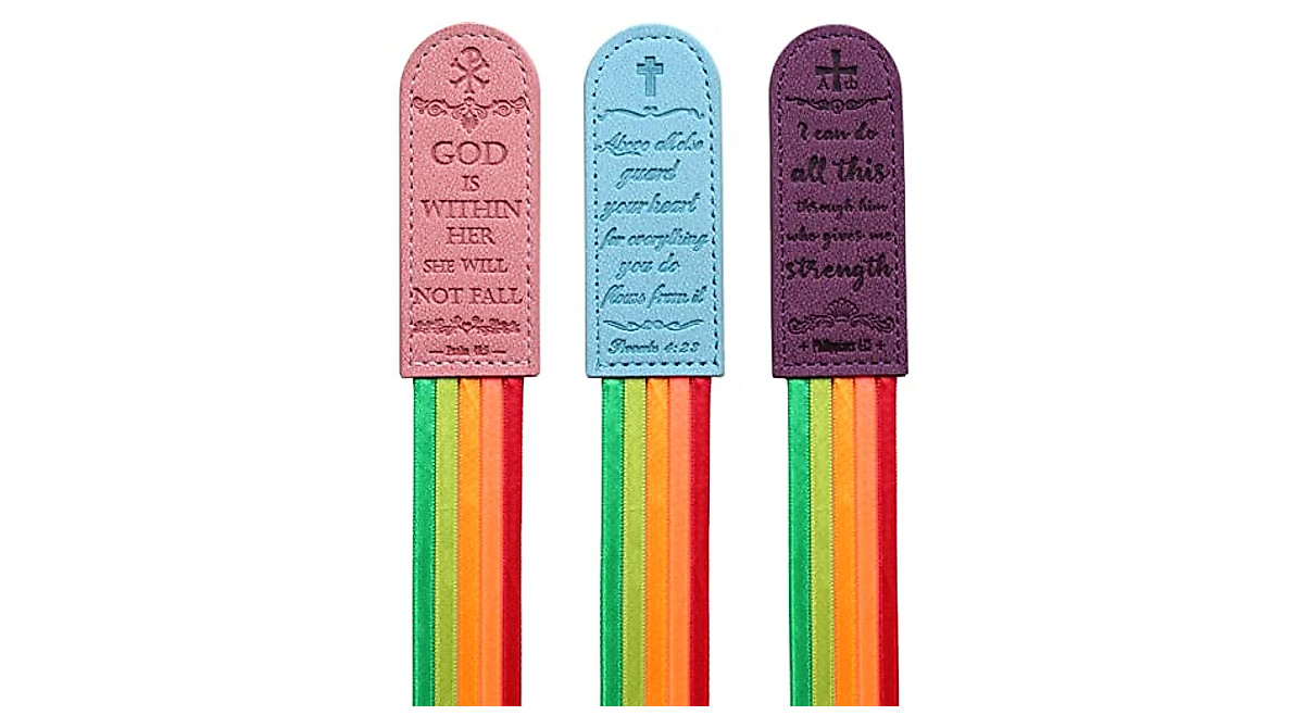 Bible Bookmarks 3-Piece Set - Inspirational Scripture & Elegant Ribbons