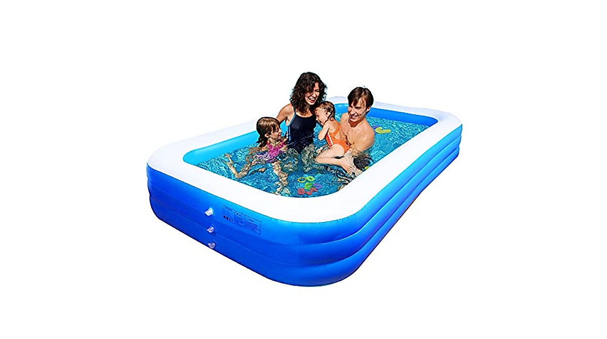 Large Inflatable Kiddie Pool for Families - 118x72x22 Inches