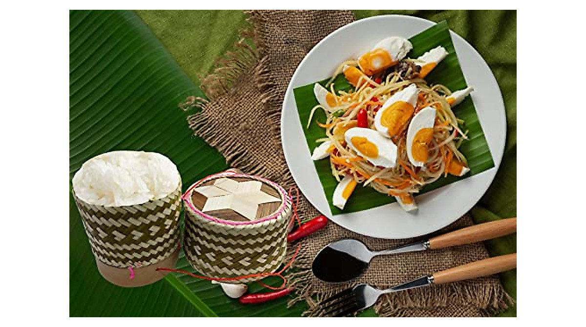 Authentic Thai Sticky Rice Basket - Handmade Bamboo & Warm