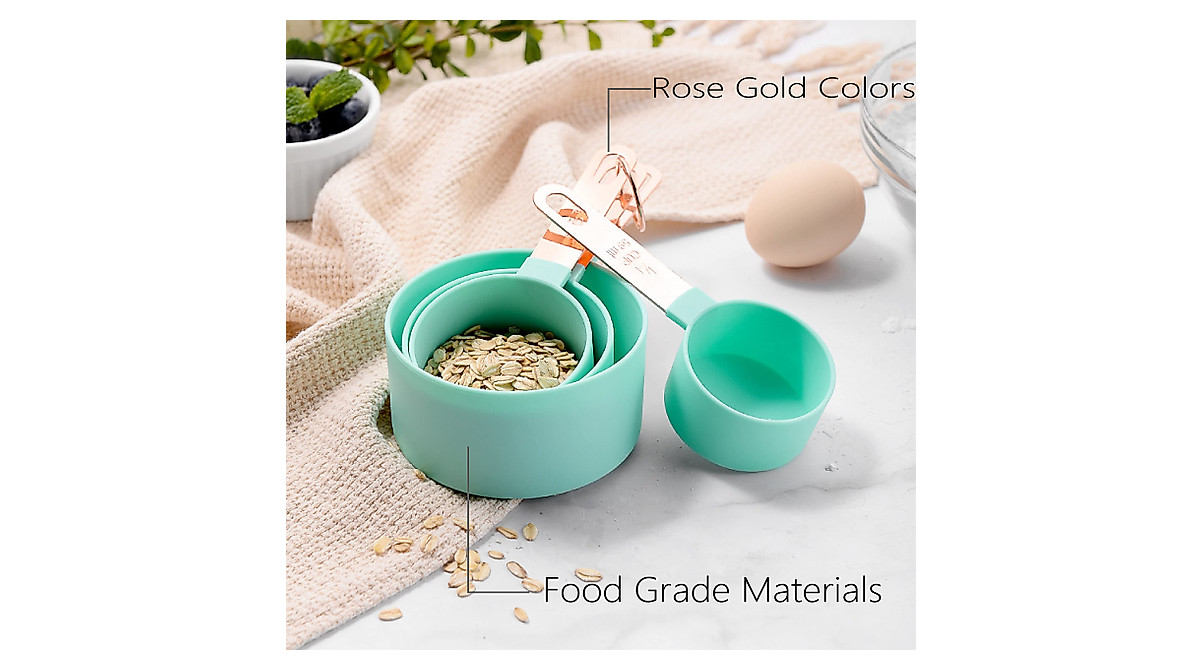 Rose Gold Measuring Cups & Spoons Set - 8 Piece Kitchen Essential