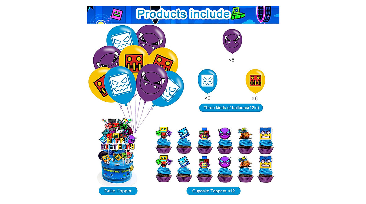 Geometry Dash Birthday Party Supplies for Fun Celebrations