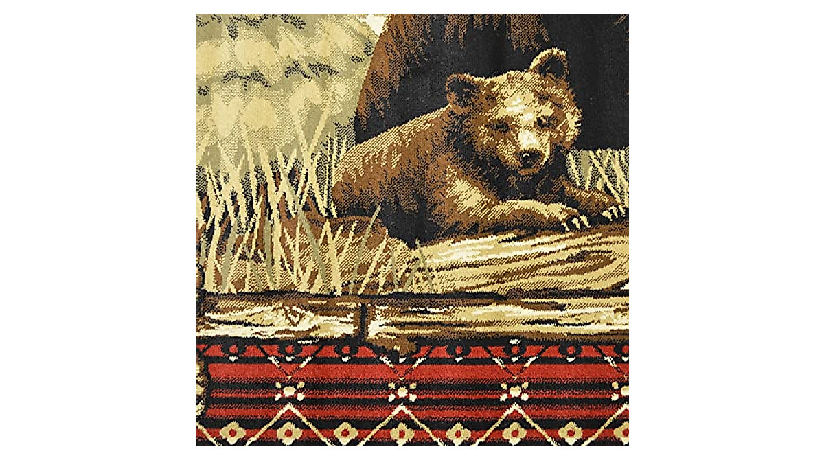 Rustic Lodge Grizzly Bear Cubs Area Rug | Rug Empire