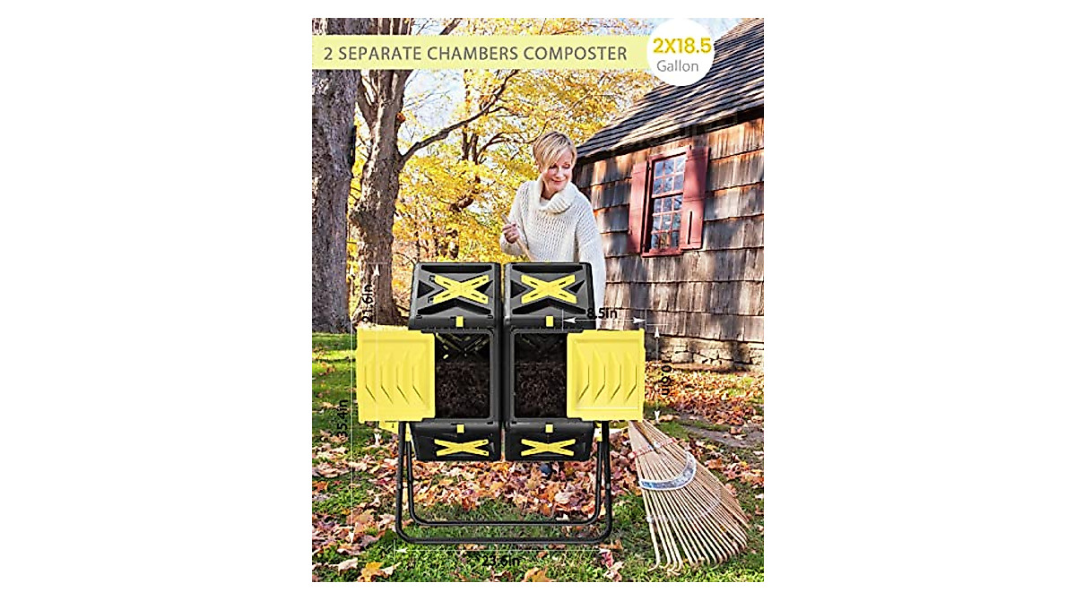 Dual Chamber Compost Tumbler - Fast & Easy Composting