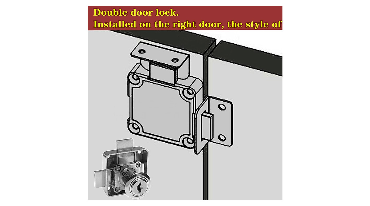 Double Door Cabinet Lock – Keyed Alike Double Deadbolt, Left Side Installation, Drilling Diameter 3/4 Inch (19mm) For 15-22mm Door Panels