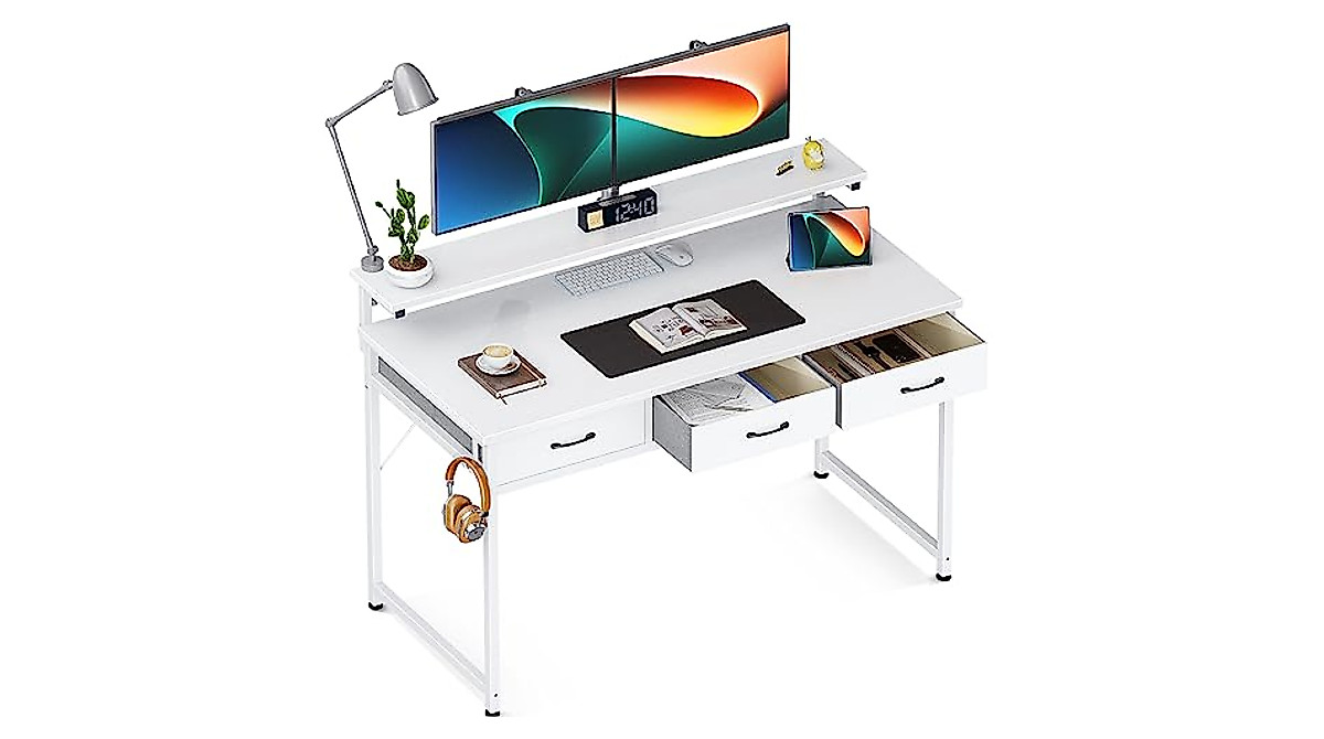 ODK 48 Inch Computer Desk with 3 Drawers & Storage