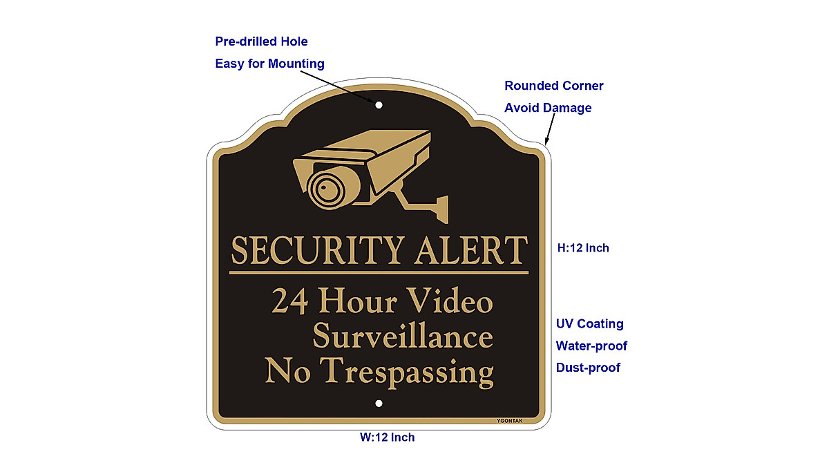 2 Pack Security Warning Signs - No Trespassing & Surveillance Alerts