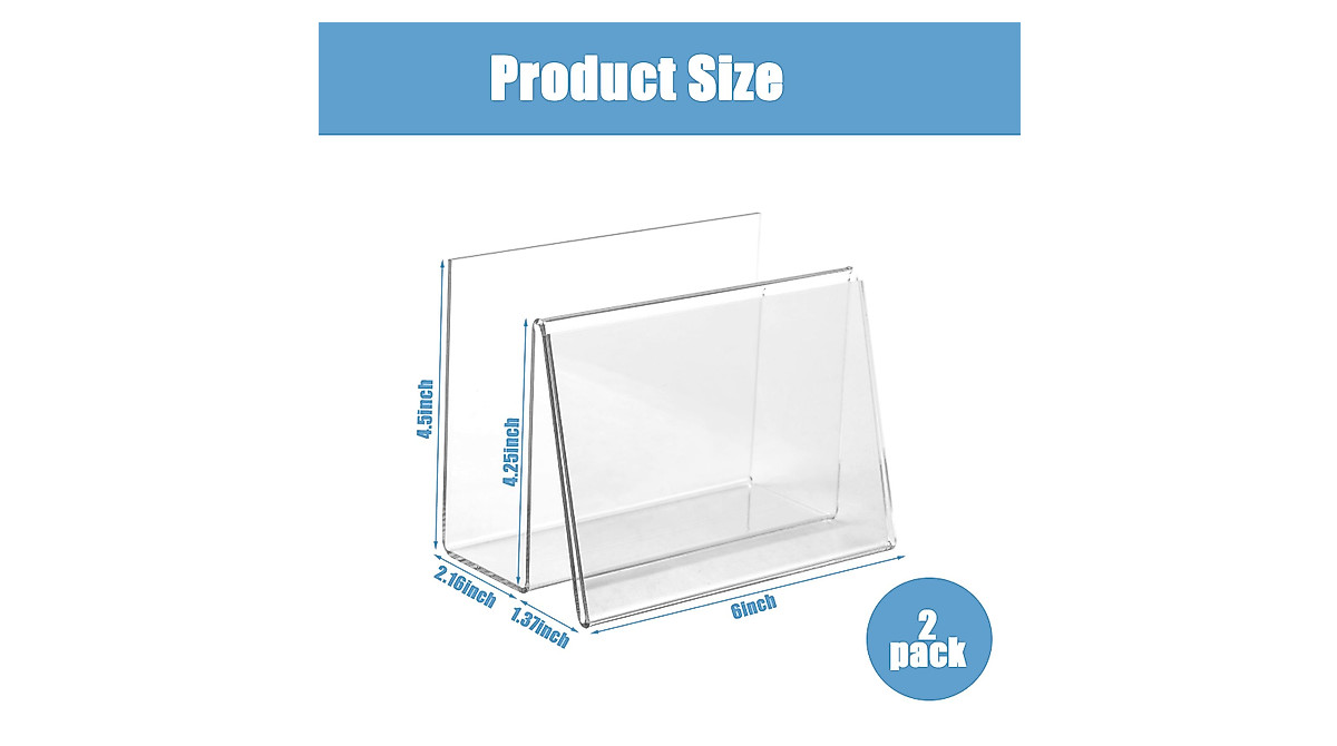 TINSKY Clear Acrylic Postcard Holders - 2 Pack for Organizing Displays