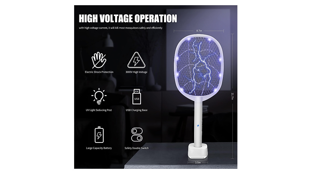 Lulu Home 2-in-1 Electric Bug Zapper Racket