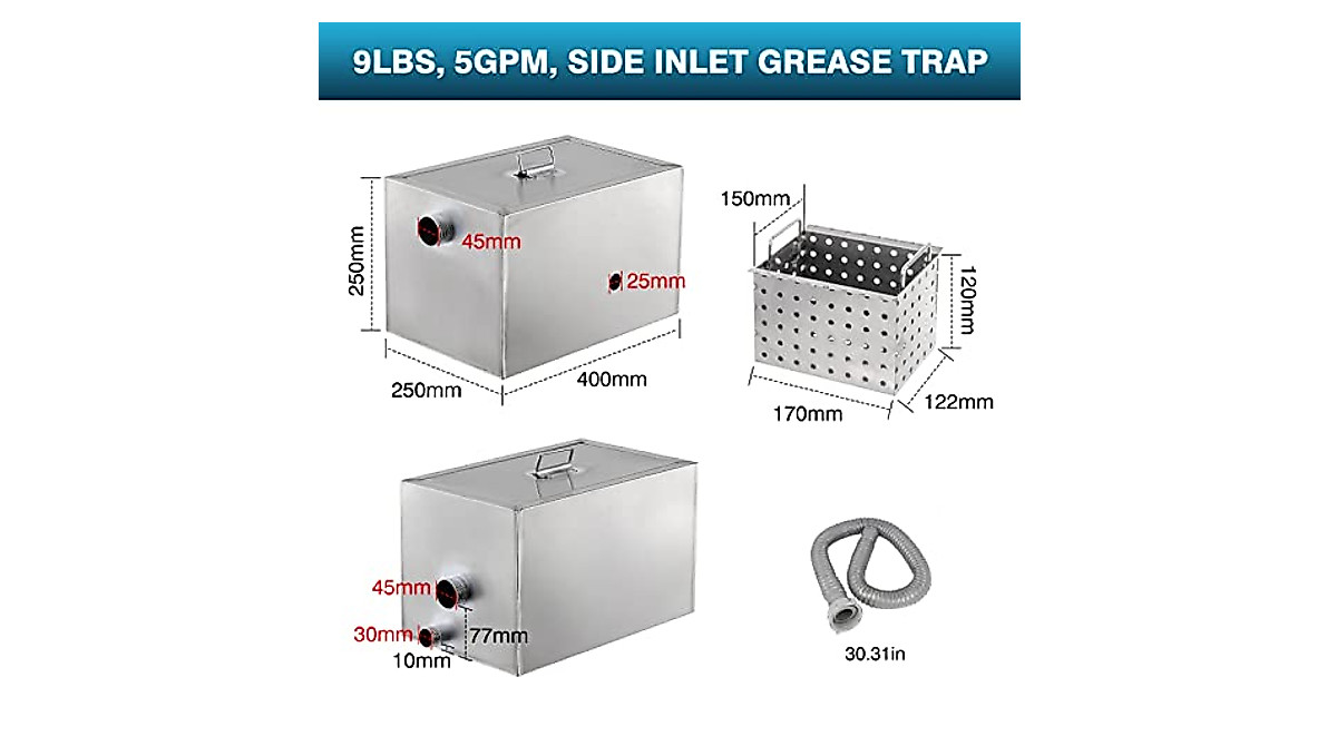 IRONWALLS 9LBS Grease Trap - Efficient Oil-Water Separator