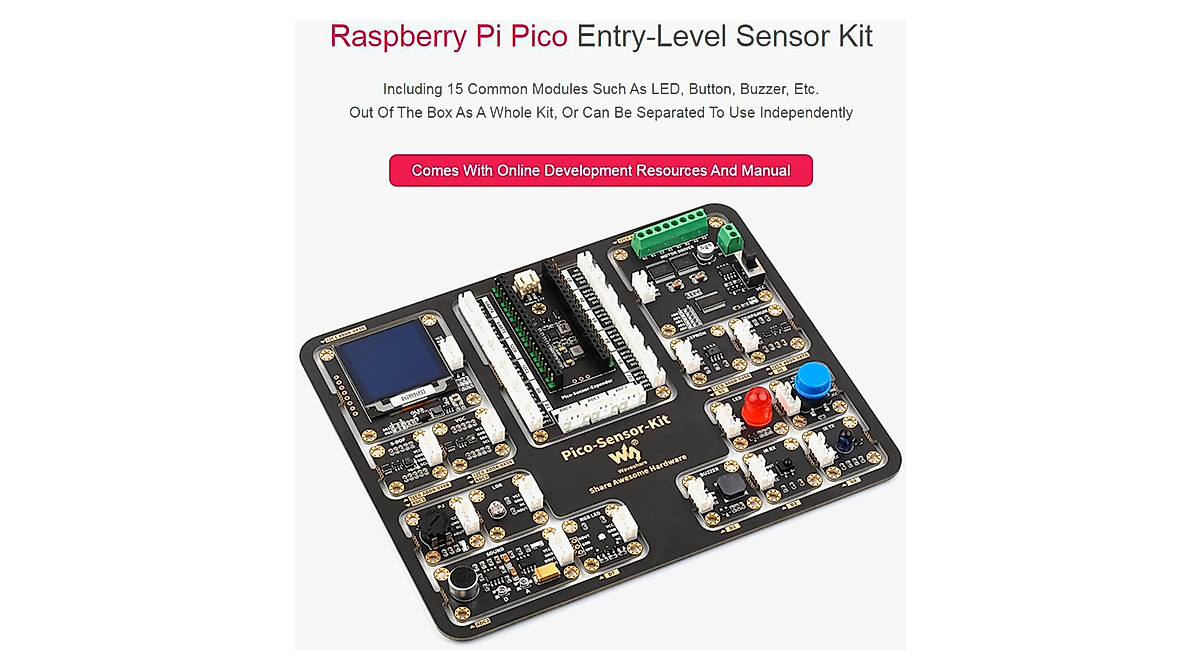 Raspberry Pi Pico W Sensor Kit - 15 Detachable Modules, All-in-One