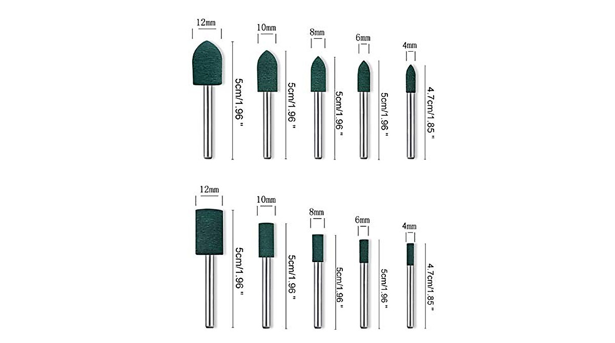 Rubber Polishing Burrs Bits - 20 Piece Rotary Tool Accessory Set