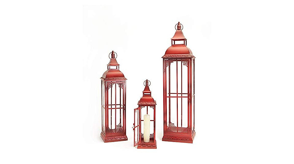 Buy Extra Tall Red Candle Lanterns - Set of 3