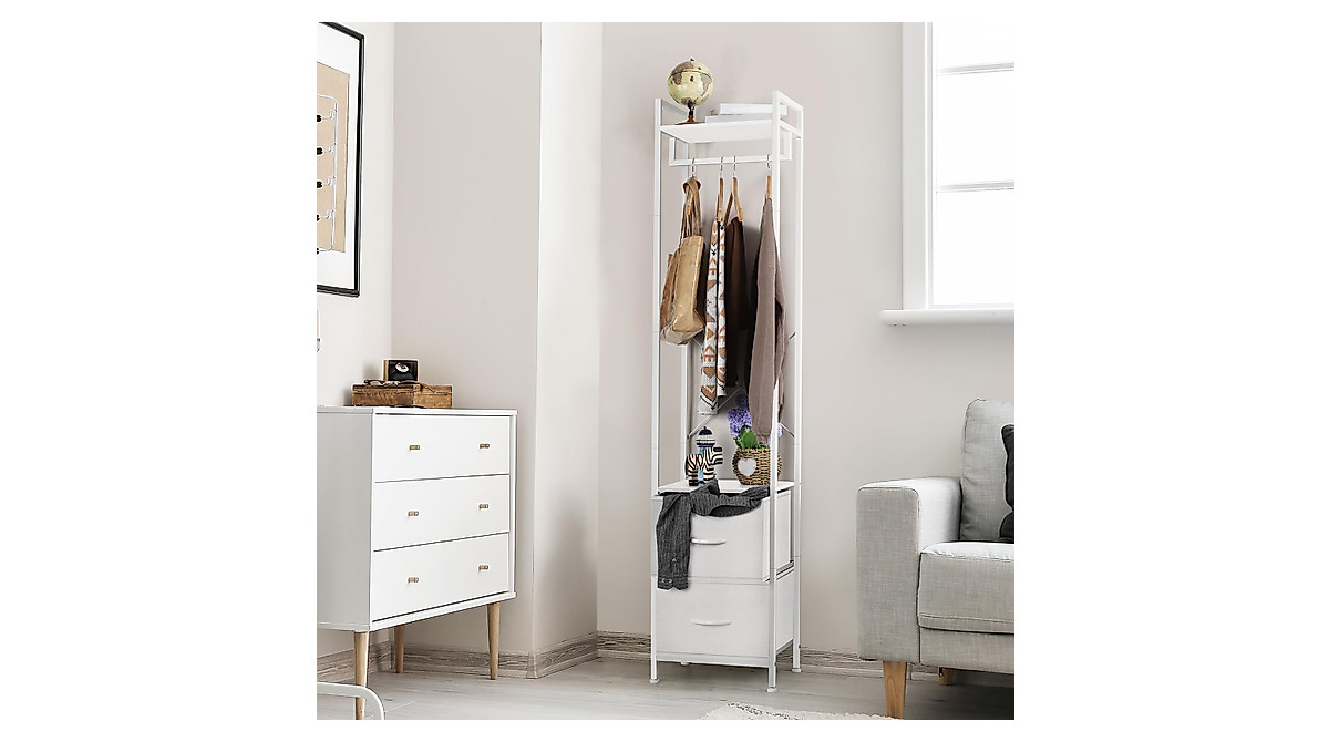 Smusei Heavy Duty Clothes Rack with Storage Drawers