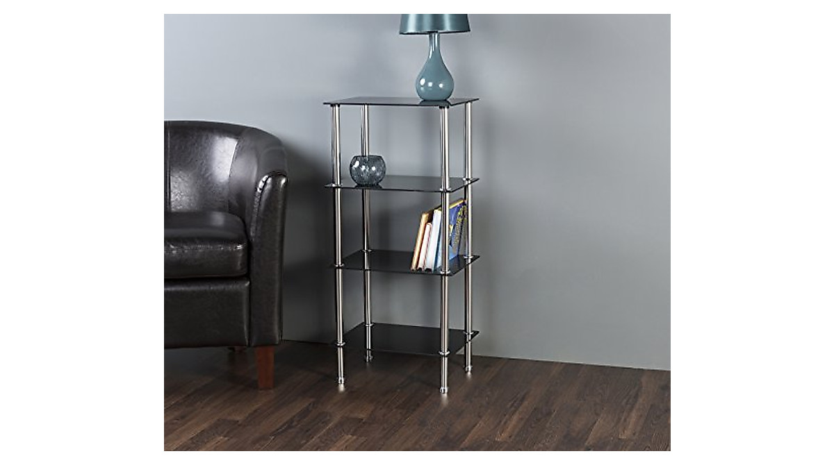 AVF S44-A 4 Tier Black Glass Shelving Unit