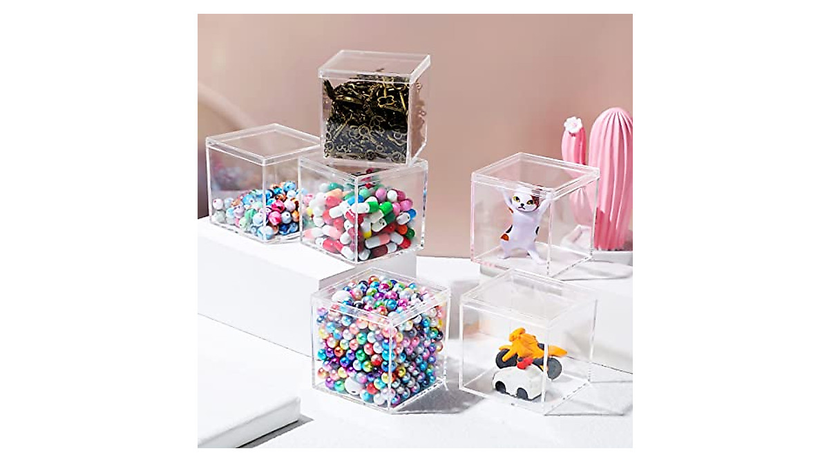 Clear Acrylic Plastic Square Storage Boxes - 26 Pieces