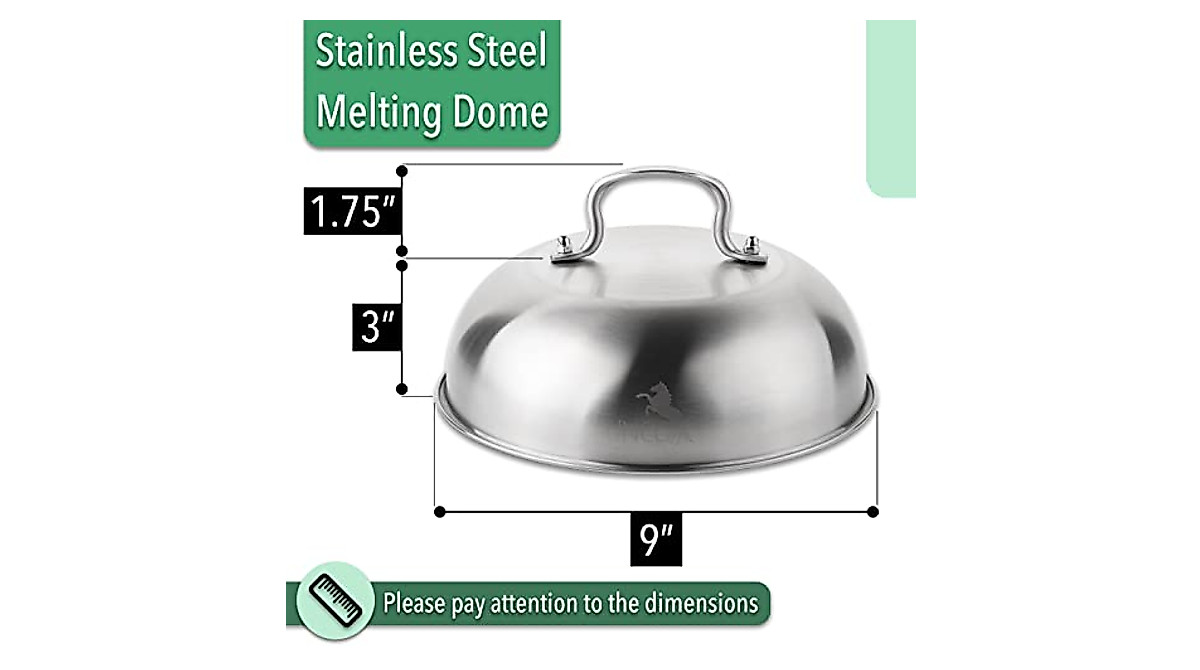 2 Pack Stainless Steel Melting Domes - 9 Inch Griddle Steam Covers With Heat-Resistant Handles