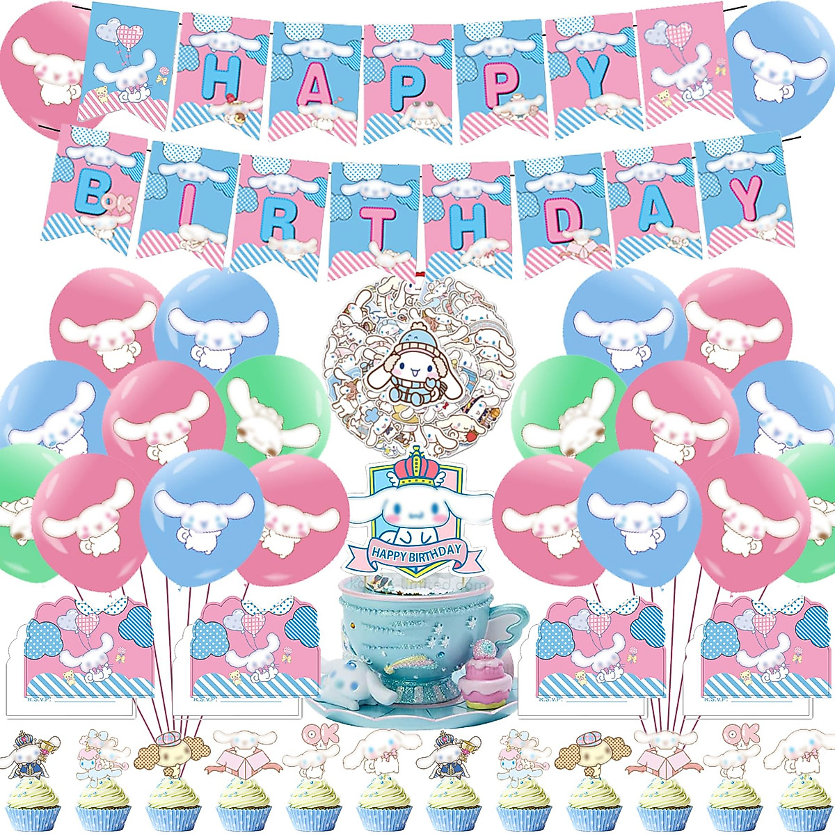 124 Pcs Cartoon Dog Birthday Party Supplies for Kids