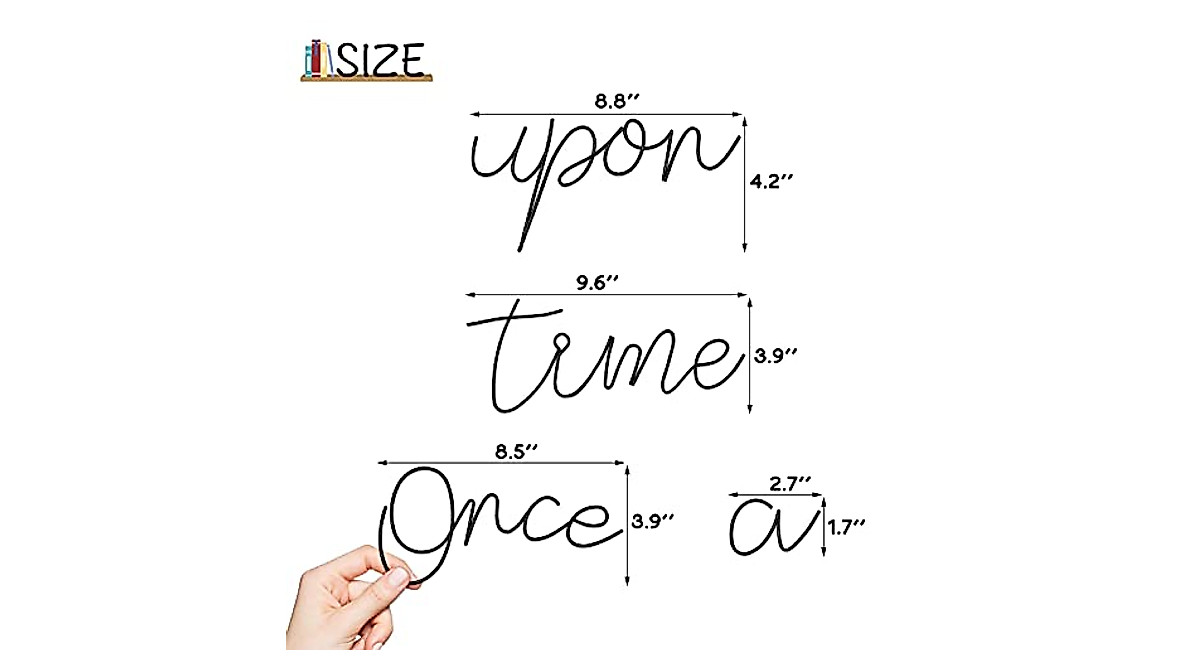 "Once Upon A Time" Metal Wall Sign - Kids Room, Nursery & Playroom Decor, Inspirational Storytime Art - View #4