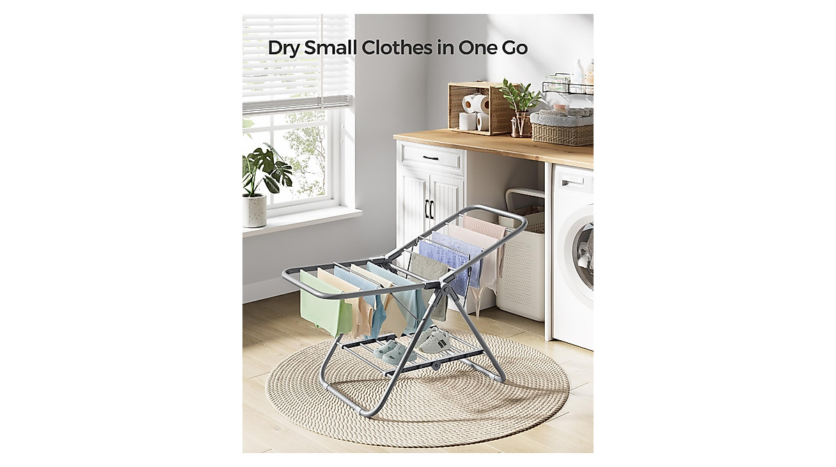 SONGMICS Foldable Clothes Drying Rack for Small Laundry - Space Saving