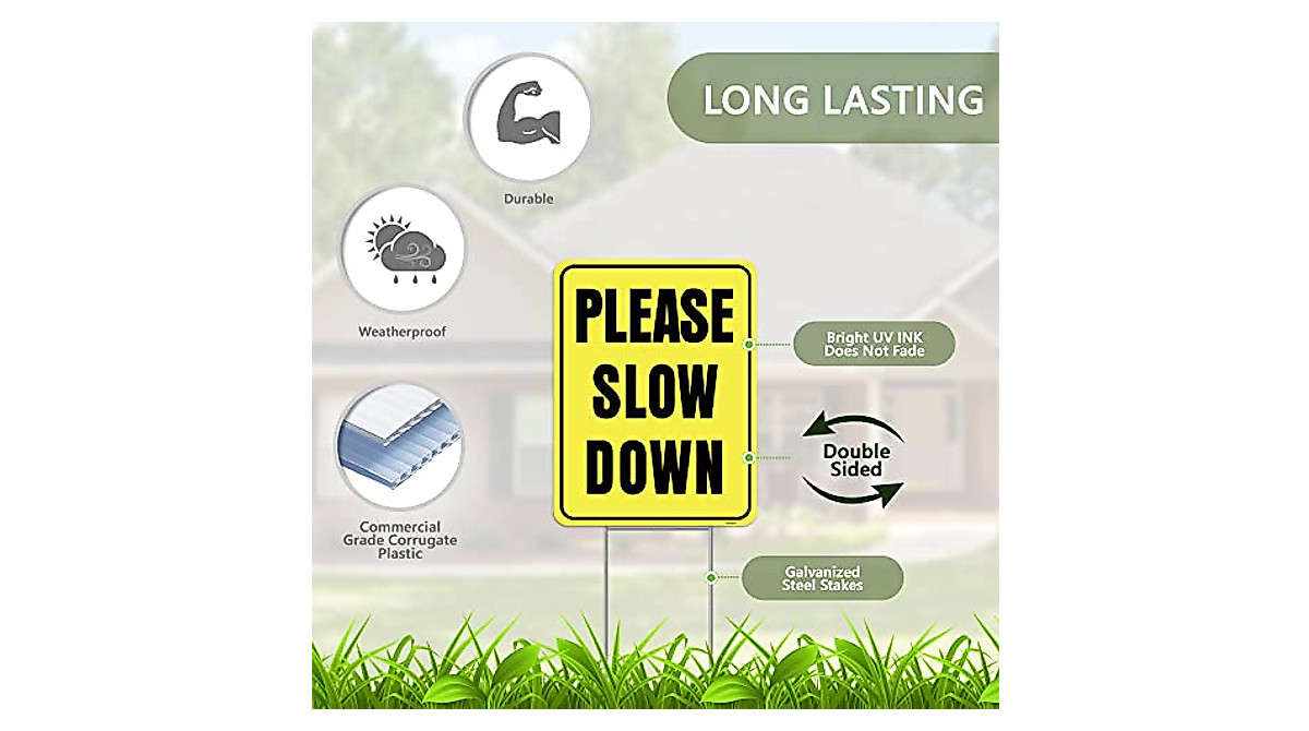 Kids Playing Signs - 13x17 Double Sided Slow Down Signs For Safety - View #3