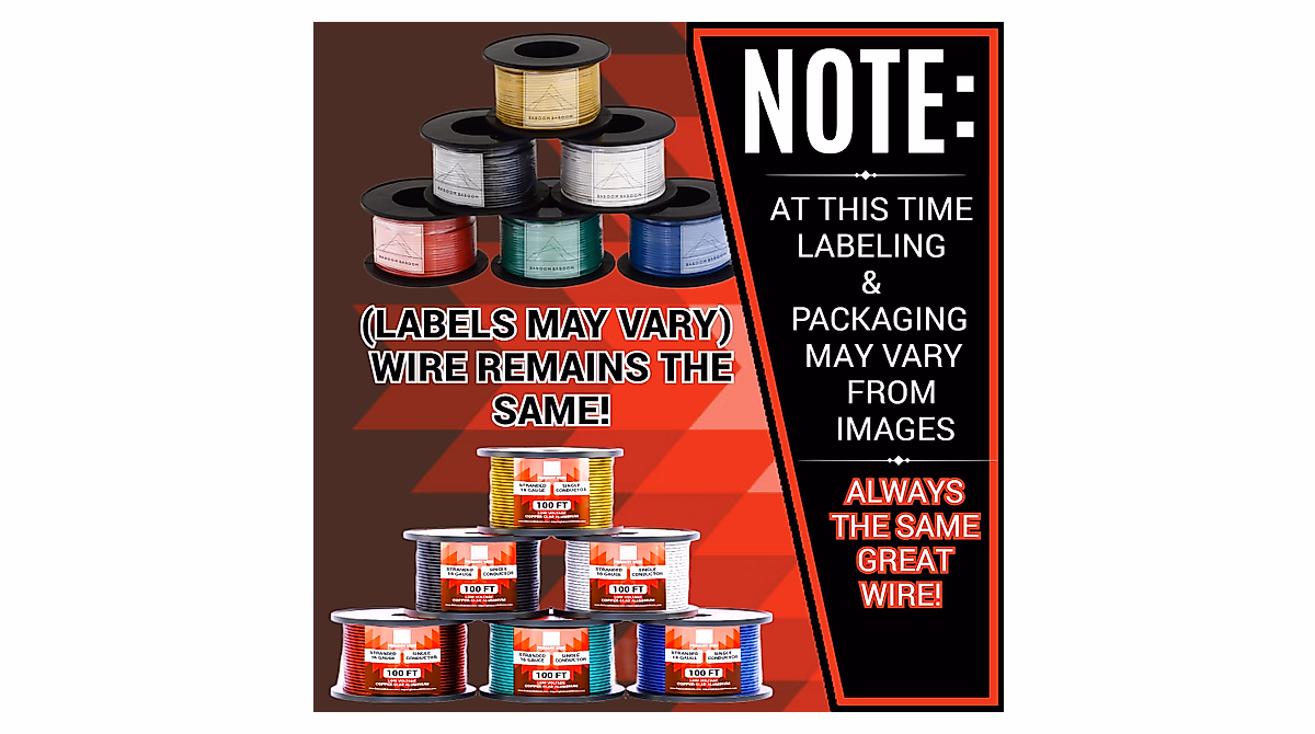 16 Gauge Auto Wire Pack - 6 Rolls 12V Copper Clad Aluminum