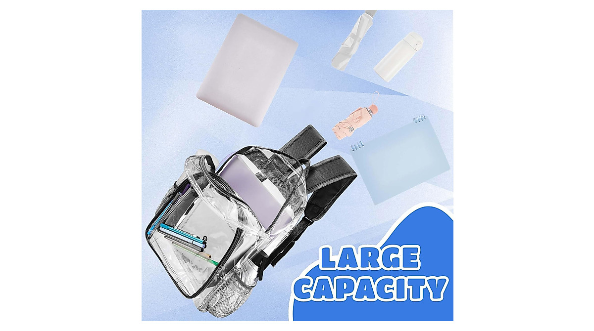 6 Pack Clear Backpacks for Stadium & Concert Security | Amylove
