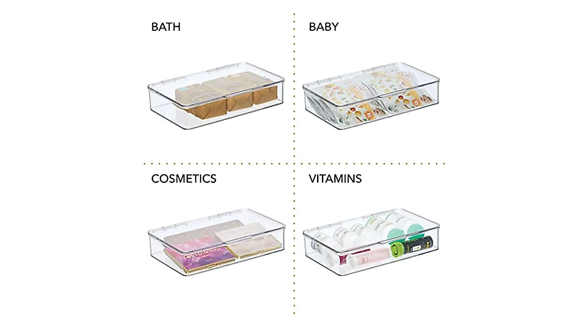 mDesign Plastic Stackable Storage Organizer Bin - 4 Pack for Home ...