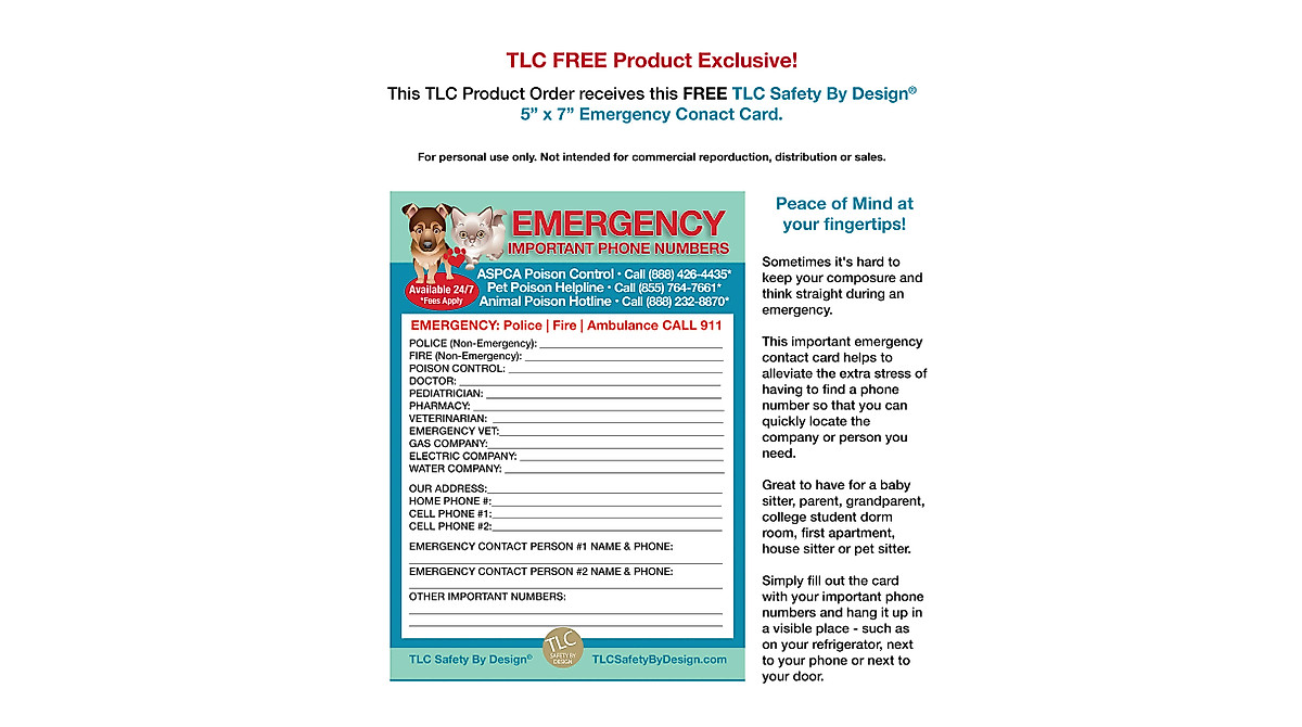 TLC Safety Magnet for Pet Emergency Reference