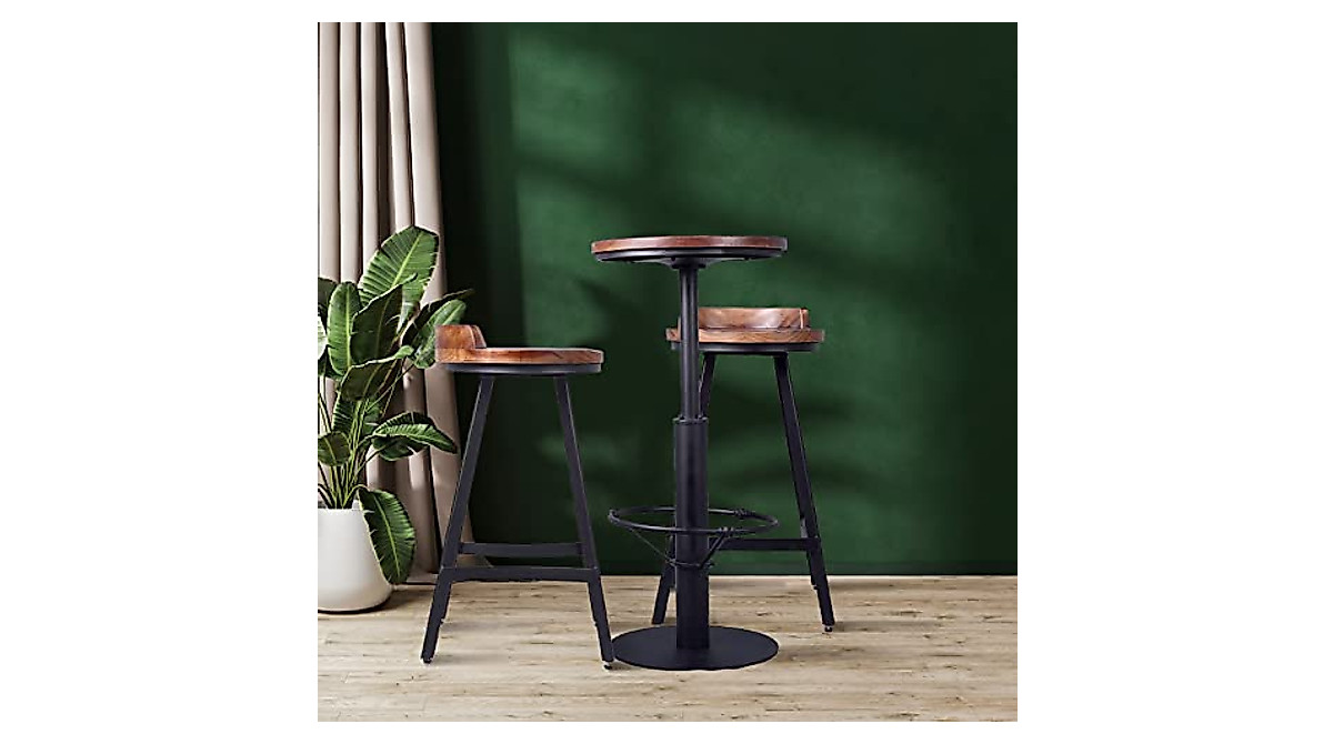 LOKKHAN Vintage Barhocker – Verstellbar (62-72 Cm), Drehbar & Rückenfrei Aus Metall/Holz, Steampunk-Design Für Küche & Bar