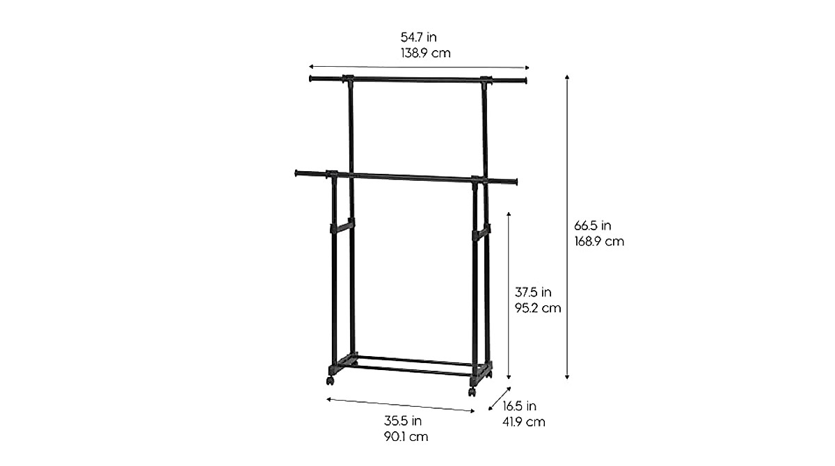 IRIS USA Adjustable Double-Rod Clothes Rack