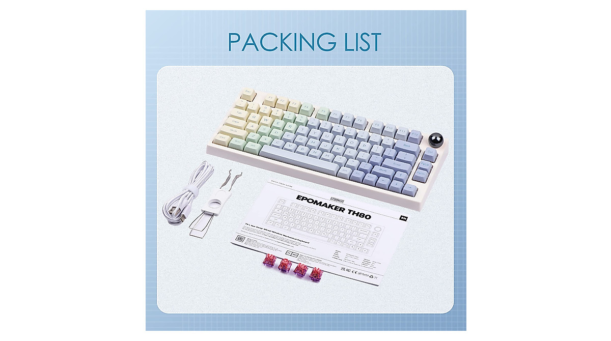 EPOMAKER TH80 Pro Wireless Gaming Keyboard - 3 Modes & Hot Swappable