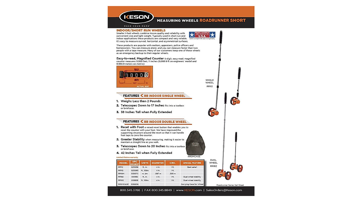 Keson RR182 Measuring Wheel - Stability & Accuracy