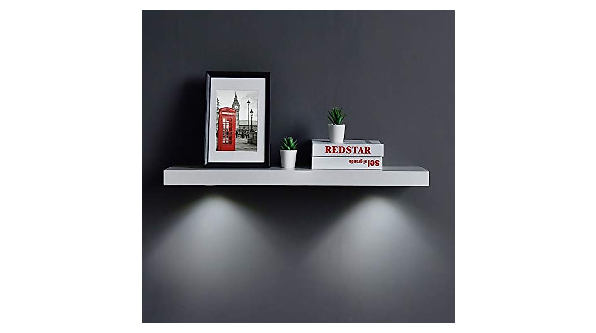 WELLAND White Floating Shelf with LED Light - 36-Inch
