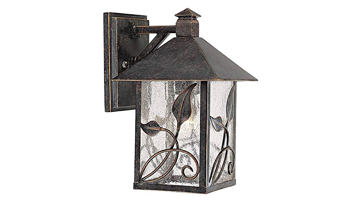 Rustic Farmhouse Outdoor Wall Light | Bronze Lantern &amp; Seedy Glass